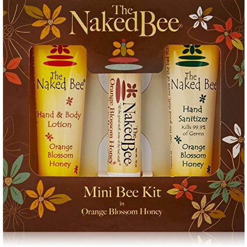 The Naked Bee Orange Blossom Honey Bee Hand & Body Lotion, Lip Balm, and Hand Sanitizer 3 Piece Kit