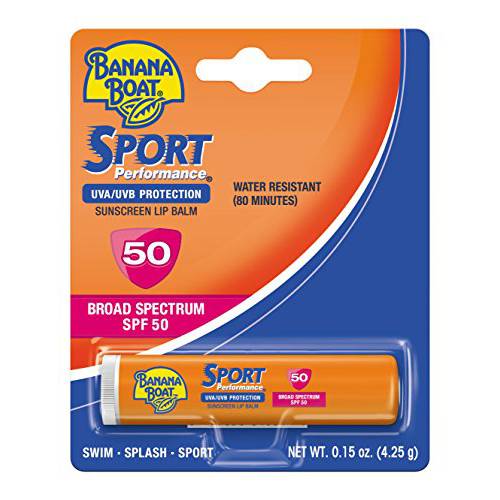 Banana Boat Sport Ultra Sunscreen Lip Balm, Broad Spectrum SPF 50+ , 0.15 Ounce , 10 Count (Pack of 1)