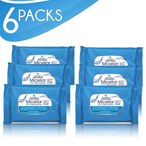 Body Drench Micellar 3-In-1 Cleansing Water and Makeup Remover Wipes, (30 wipes per pack) x 6 pack