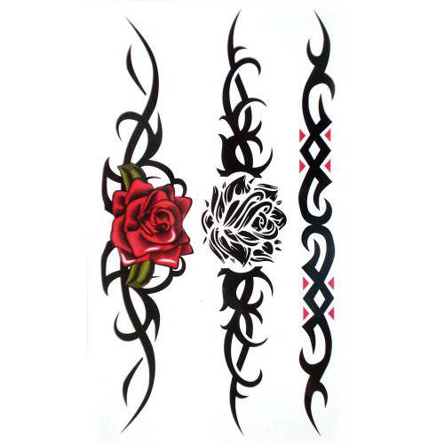 King Horse Waterproof and sweat tattoo sticker sexy red rose Black rose for women