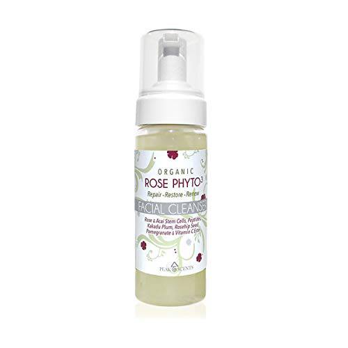 Peak Scents Organic Rose Phyto³ Gentle Facial Cleanser, Natural Skin Cleanser with Rose Stem Cell and Acai Stem Cell, 5 oz