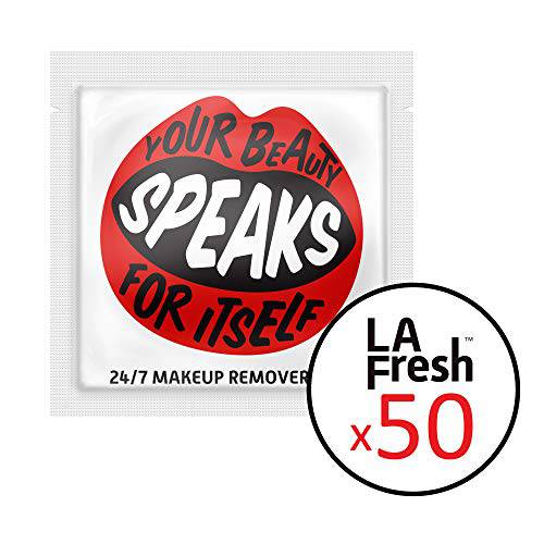 LA Fresh 24/7 Makeup Remover Wipes Pack of 50 Individually Wrapped 6”x8” Wipes Made With Vitamin E And Paraben-Free Leaving Skin Moisturized And Hydrated Convenient Small Packets Perfect For Gym Bag, Purse, At Home Use, Or Travel