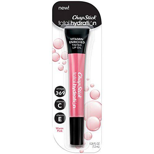 ChapStick Total Hydration Vitamin Enriched Warm Pink Tinted Lip Oil Tube, Lip Care - 0.24 Oz