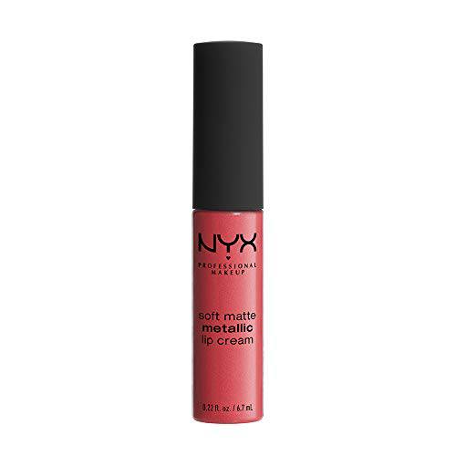 NYX PROFESSIONAL MAKEUP Soft Matte Metallic Lip Cream, Liquid Lipstick - Manila (Coral With Pink Undertone)