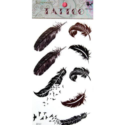 birds and feathers temporary tattoo stckers