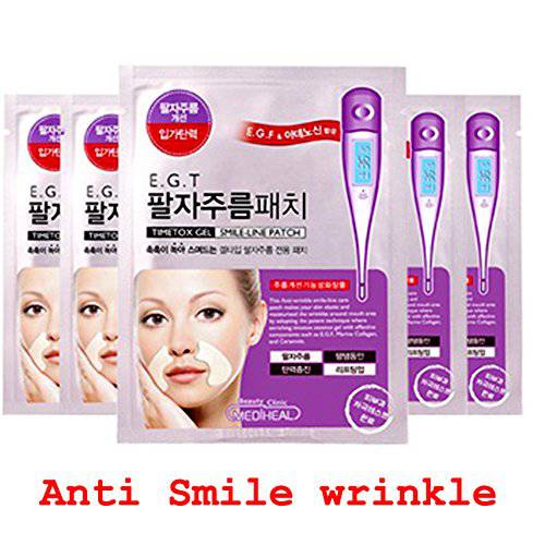 Mediheal E.G.T Timetox Gel Smile-line Patch 5 Pouch - Anti-Wrinkle Patches for Fine Lines with Marine Collagen & Adenosin - Anti-Aging, Firming Care -Water Soluble Essence Gel Type