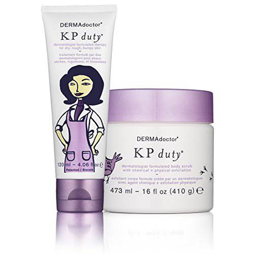 DERMAdoctor KP Duty Dry Skin Duo for Keratosis Pilaris + Dry, Rough + Bumpy Skin with 10% AHAs + PHAs
