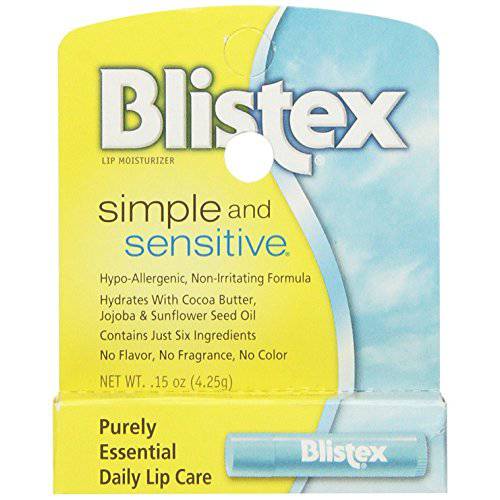 Blistex Simple and Sensitive Hypo-allergenic, Non-irritating Lip Moisturizer, (5-pack)