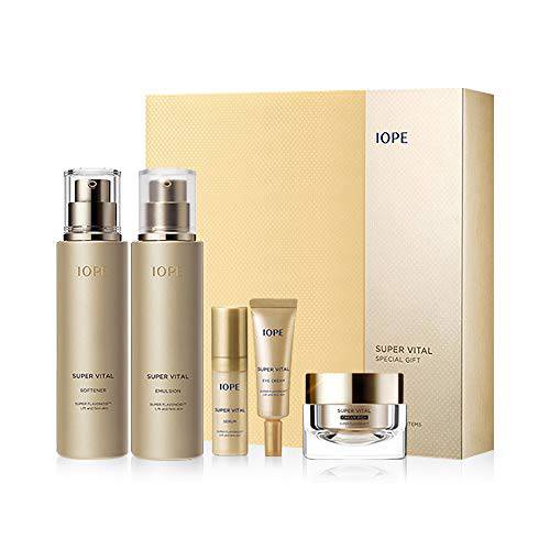 IOPE Super Vital Skincare 2pcs Set- Facial Toner & Emulsion with Mini-Cream - Daily Treatment for All Skin - for Lifting & Hydrating Without Paraben by Amorepacific