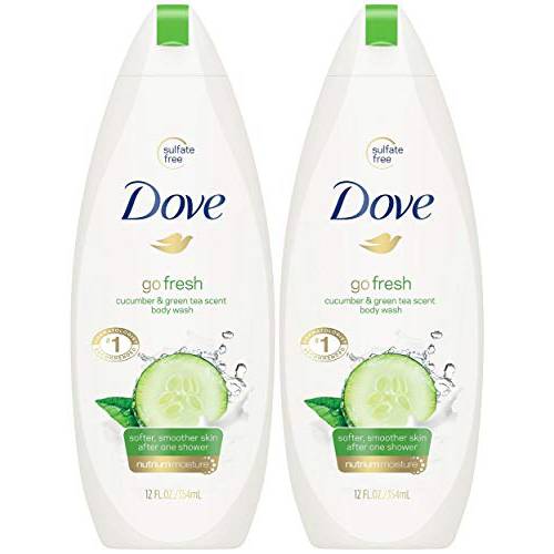 Dove Body Wash 12 Ounce Go Fresh Cucumber & Green Tea, 12 Fl Oz (Pack of 2)