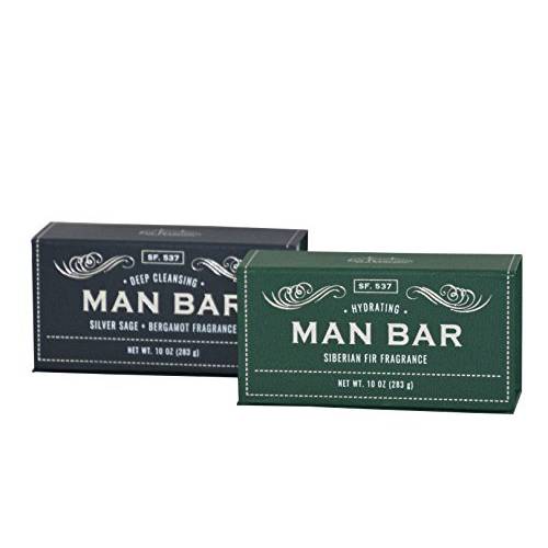 San Francisco Soap Company Man Bar 10 Oz Bar Soap Bundle - One Each Siberian Fir and Silver Sage (SFS-SFB7321-SSB7723)