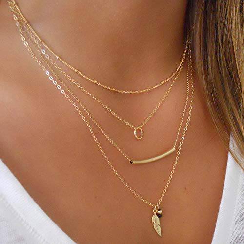 Jovono Boho Choker Necklaces Layered Star Pendant Necklace Chain Rhinestone Necklace Chain Jewelry for Women and Girls