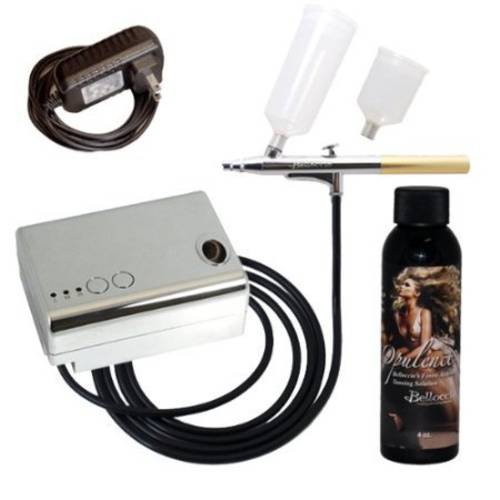 Belloccio® Brand Complete Professional Sunless Tanning Airbrush System That Includes Our Premium Belloccio Airbrush, Compressor & Hose and a 4 Ounce Bottle of Opulence By Belloccio, the Finest Tanning Solution Available Today That Works on All Skin Types.