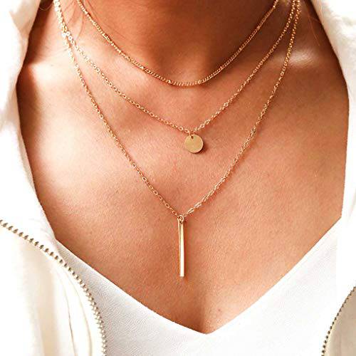 Yalice Layered Bar Necklace Chain Minimal Sequins Necklaces Jewelry for Women and Girls