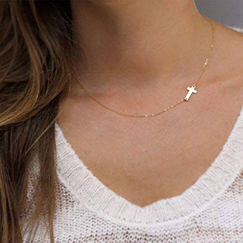 Yalice Minimalist Cross Choker Necklace Sideway Horizontal Necklace for Women and Girls