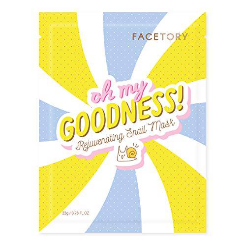 FACETORY Oh My Goodness Rejuvenating Snail Sheet Mask with Shea Butter - Soft Sheet Mask, For Acne Prone Skin - Hydrating, Radiance Boosting, and Plumping Face Mask (Pack of 10)