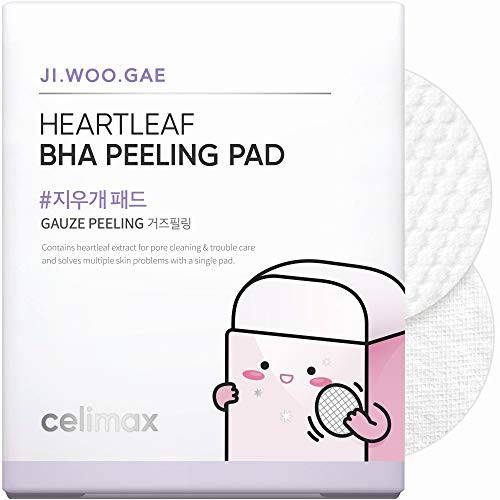 celimax Ji.Woo.Gae Heartleaf BHA Peeling Pad, Smooth but Effective Facial Exfoliating Toner Pad, 60pads