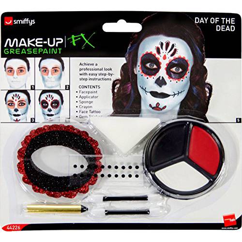 Smiffys Day of The Dead Make-Up Kit, with Face Paints
