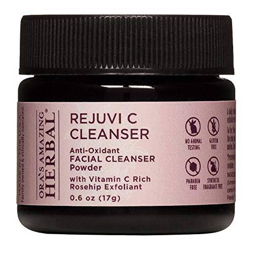 Rejuvi C, Powder Face Cleanser, Soap Free Exfoliating Powder, Organic Rosehip Seed, Hibiscus and Frankincense, Travel Size, Trial Size, Ora’s Amazing Herbal