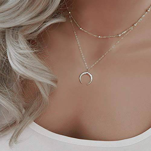 Jovono Boho MultiLayered Necklaces Crescent Pendant Necklace For Women and Girls