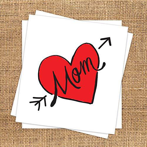 Contemporary Mom Heart Temporary Tattoo (3 Pack) | Skin Safe | MADE IN THE USA | Removable