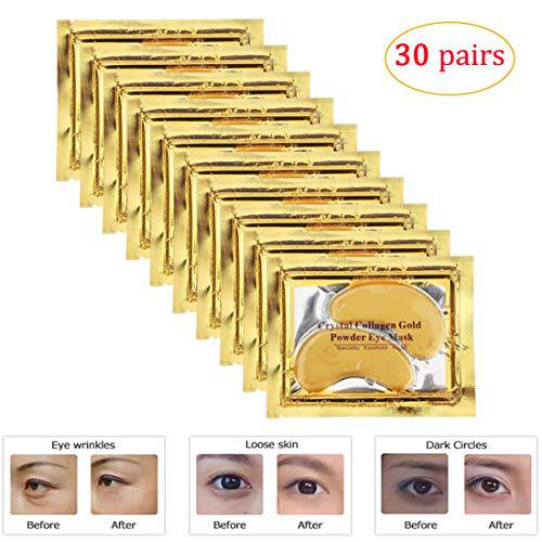 Under Eye Patches 24k Gold Under Eye Mask Puffy Eyes and Dark Circles Treatments Under Eye Bags Treatment Collagen Eye Pads for Beauty & Personal Care 30 Pairs