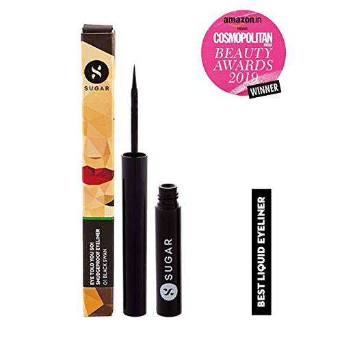 SUGAR Cosmetics Eye Told You So Smudgeproof Eyeliner01 Black Swan (Black) intensely pigmented liquid, Sweat proof, Moisture resistant, Long lasting , Matte finish