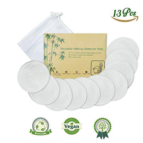 Reusable Cotton Pads Face Pack - Washable Makeup Remover Laundry Bag Skincare Cleaning Bamboo Cloth Rounds Facial Wipes Eye Lip