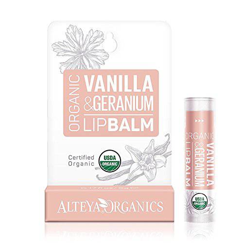 Alteya USDA Organic Bulgarian Vanilla & Geranium Lip Balm - 0.17 Oz/ 5 g