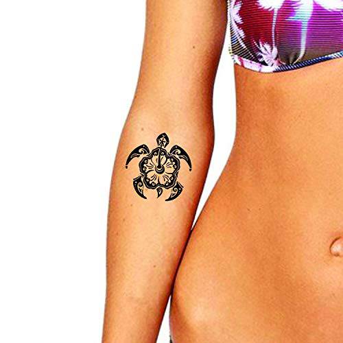 Hibiscus Turtle Temporary Tattoos (3-Pack) | Skin Safe | MADE IN THE USA| Removable