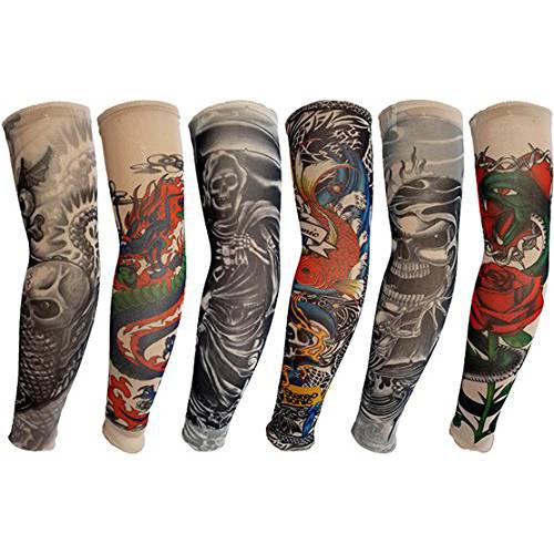 Tattoo Sleeves for Men,YARIEW 6Pcs Arm Sleeves Fake Tattoos Sleeves to Cover Arms Sun Protection Sleeves Tattoo Sleeve Covers Tattoo Cover Up Sleeve Temporary Tattoo Sleeves for Men and Women (Set 3)