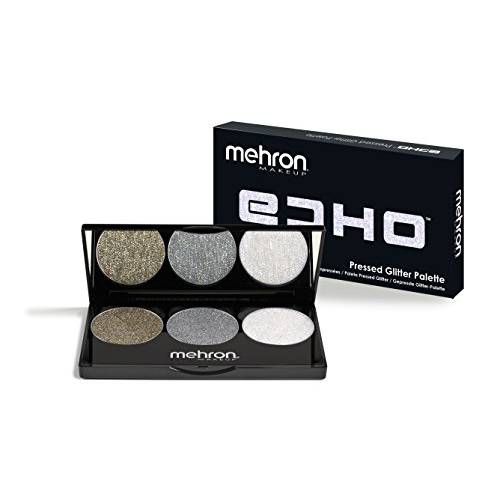 Mehron Makeup Echo Pressed Glitter Palette (Gold, Silver, Opalescent)