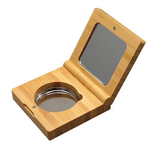 mollensiuer Bamboo Empty Eye Shadow Case Box Single Aluminum Palette Pans Magnetic Eyeshadow Makeup Palette Cosmetics Organizer Container for Eye Shadow, Blush, Powder