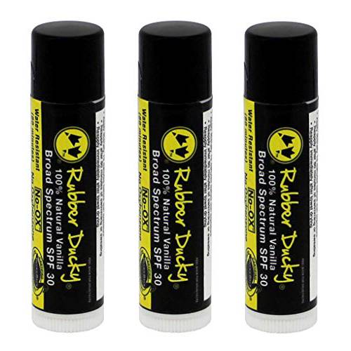 Rubber Ducky SPF 30 Natural Mineral Lip Balm 10.5% non-nano zinc oxide Moisturizing Sunscreen For Lips. Broad Spectrum UV/Blue Light Protection Sunblock - Waterproof Reef-Safe, NO-OX Untinted-Vanilla 3 Pack