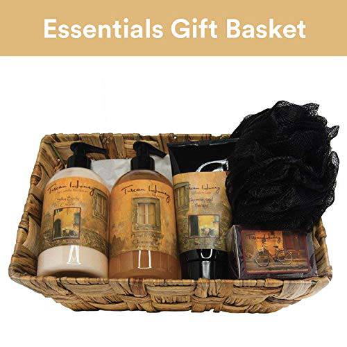 Camille Beckman Essentials Gift Basket, English Lavender, Glycerine Hand Therapy 6 oz, Silky Body Cream 13 oz, Hand and Shower Cleansing Gel 13 oz, Glycerine Soap 3.5 oz