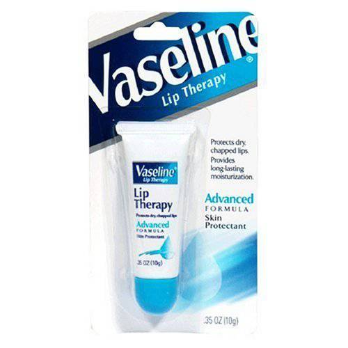 Vaseline Lip Therapy Advanced Petroleum Jelly, Skin Protectant, Travel Size .35 Oz, Pack of 12