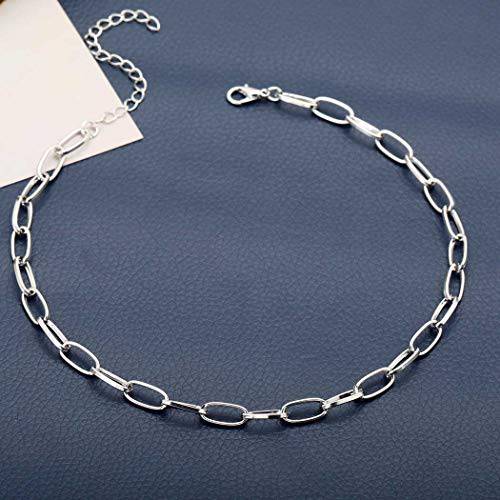 Jovono Punk Link Choker Necklaces Silver Link Chain Necklace Chunky Necklace Jewelry for Women and Girls