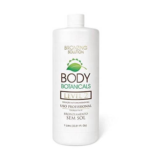 Body Botanicals, Professional Sunless Tanning Spray Tan Solution, Organic Essential Oils, Medium to Dark Skin Airbrush Formula (33.8 Ounce, Level 2 (10% DHA))