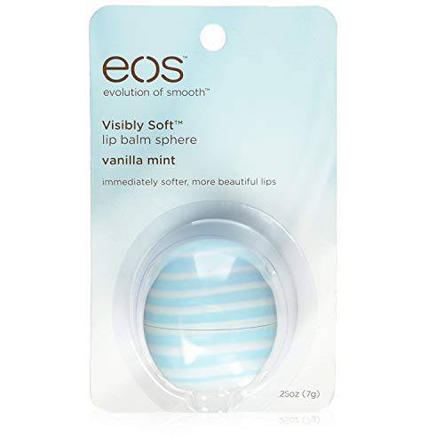 EOS Visibly Soft Lip Balm Sphere, Vanilla Mint 0.25 oz (Pack of 12)
