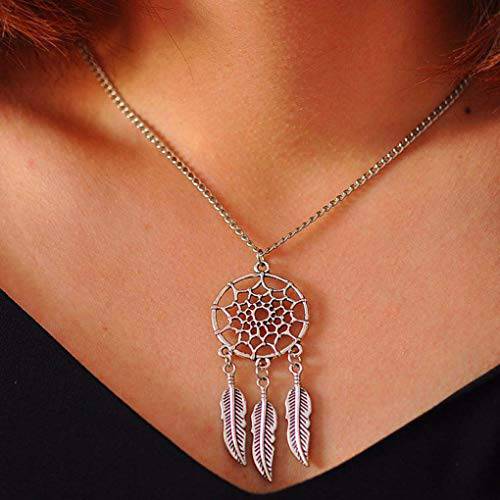 Yalice Boho Dream Catcher Necklace Chain Hollow Flower Leaf Dangle Necklaces Jewelry for Women and Girls