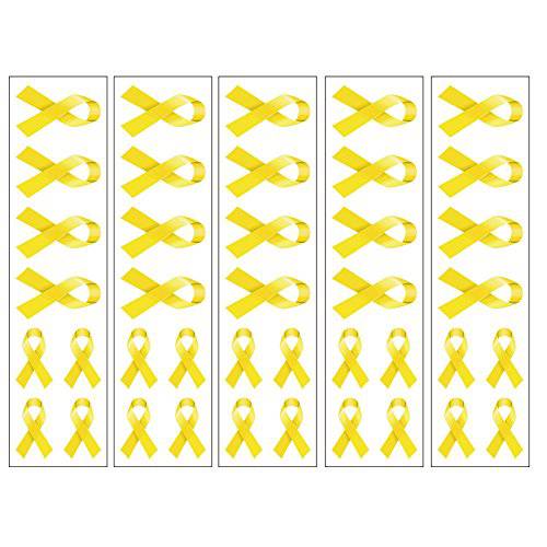 40 Yellow Ribbon Temporary Tattoos: Sacroma, Bone Cancer Awareness Tattoo