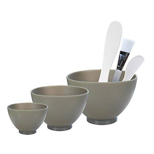 APPEARUS Facial Mask Silicone Mixing Bowl 6-PC Set - Professional Spa Face Mask Mixing Tool (Dark Gray)