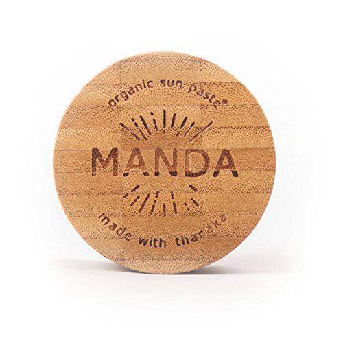 MANDA Organic Sun Paste - Natural, Reef & Ocean Safe - SPF 50 Sunscreen - Thanaka & Organic Ingredients for Active Lifestyles - Surfers, Hikers, Cyclists, Athlete Sunblock paste - 1.4oz