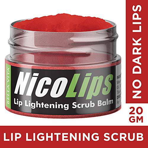 Bella Vita Organic NicoLips Lip Balm Scrub For Lightening & Brightening Dark Lips For Men & Women, 20g
