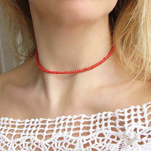 Yalice Boho Choker Necklace Chain Rice Beaded Necklaces Jewelry for Women and Girls
