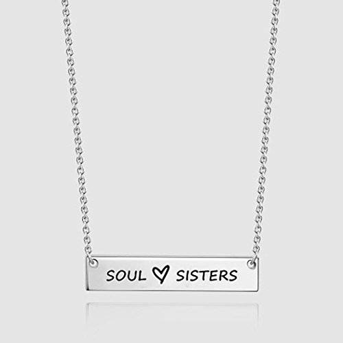 Artio Pendant Necklace Jewelry Chain with Word ’SOUL SISTERS’ for Women and men (Rose gold)