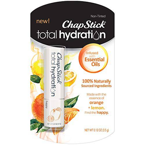 ChapStick Total Hydration Essential Oils Happy Orange And Lemon Lip Balm Tube, Lip Care - 0.12 Oz
