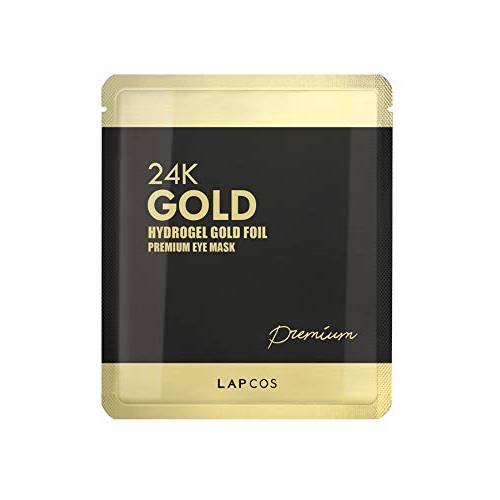 LAPCOS 24K Gold Foil Hydrogel Eye Mask (1 Pack) Under Eye Patches for Dark Circles, Puffiness, Fine Lines & Wrinkles - Anti-Aging Korean Eye Patches to Firm & Smooth Under Eye Skin