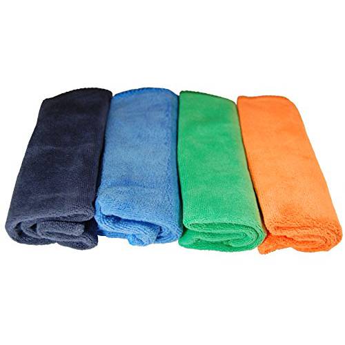Plush Microfiber Towels/WASHCLOTHS, Ultra Soft Thick (Orange, Green, Blue, Grey)