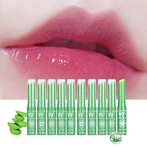 10 Pcs Aloe Vera Lip Balm Moisturizing Soothing Lips Temperature Color Change Lip Care